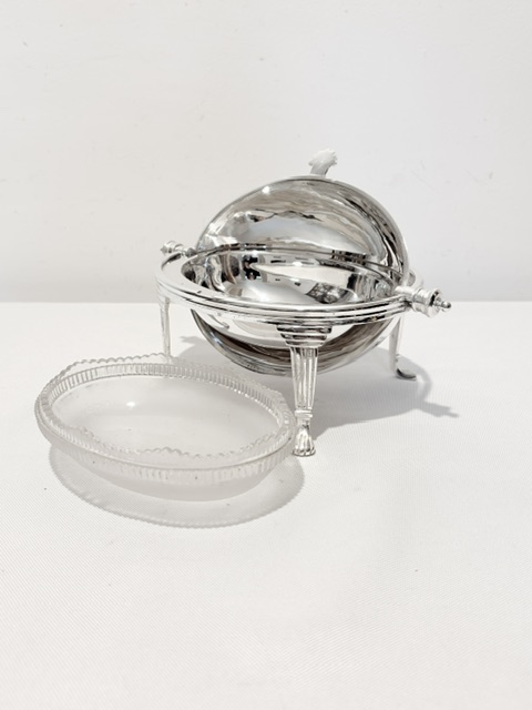 Antique Oval Silver Plated Rollover Butter Dish with Glass Liner Antique Oval Silver Plated Rollover Butter Dish with Glass Liner