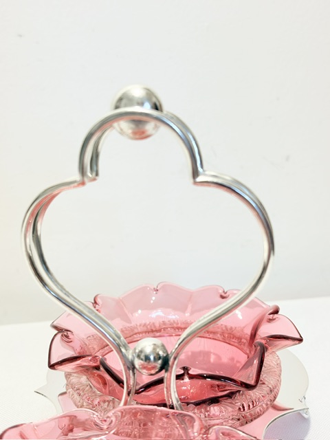 Antique Silver Plated and Cranberry Glass Jam or Preserve Dishes Antique Silver Plated and Cranberry Glass Jam or Preserve Dishes