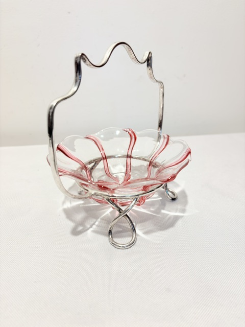 Antique Silver Plated Wirework and Glass Jam or Preserve Dishes Antique Silver Plated Wirework and Glass Jam or Preserve Dishes