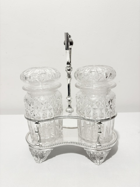 Elaborate Antique Silver Plated Double Pickle Stand
