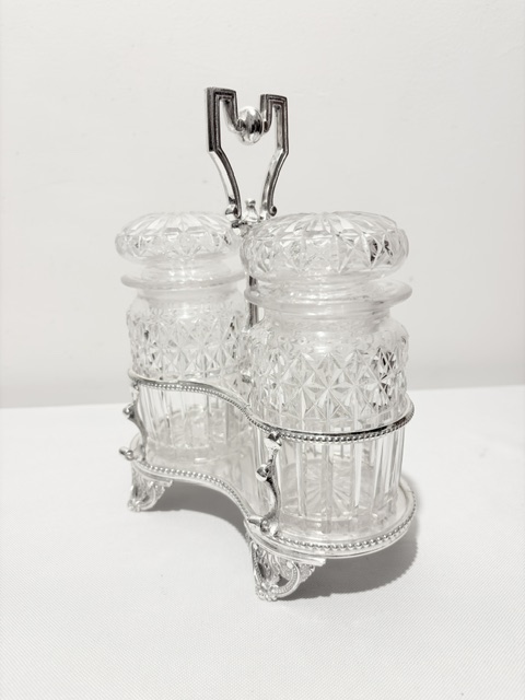 Elaborate Antique Silver Plated Double Pickle Stand