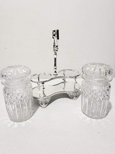 Elaborate Antique Silver Plated Double Pickle Stand