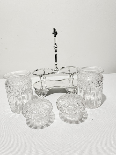 Elaborate Antique Silver Plated Double Pickle Stand