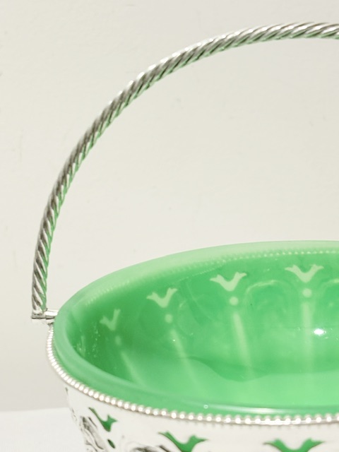 Antique Silver Plated Jam or Preserve Dish with Green Glass Liner Antique Silver Plated Jam or Preserve Dish with Green Glass Liner