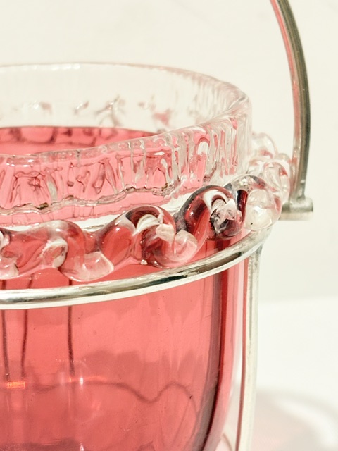 Antique Silver Plated and Cranberry Glass Jam or Preserve Server