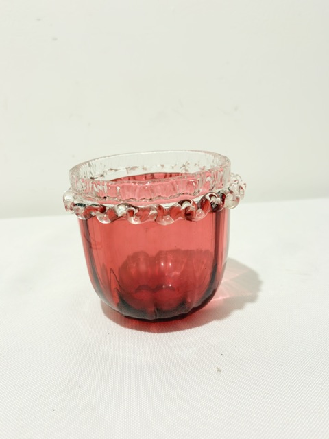 Antique Silver Plated and Cranberry Glass Jam or Preserve Server