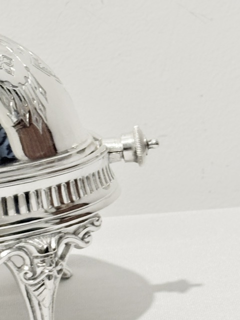 Antique Silver Plated Rollover Butter Dish with Pierced Inner Liner Antique Silver Plated Rollover Butter Dish with Pierced Inner Liner