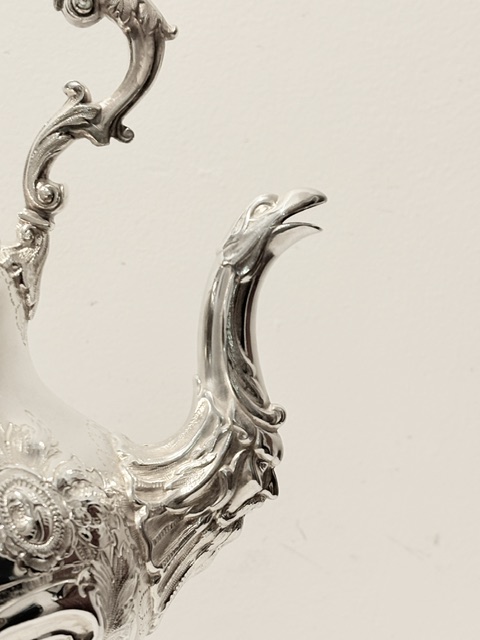 Handsome Antique Silver Plated Kettle on Stand of Louis in Design