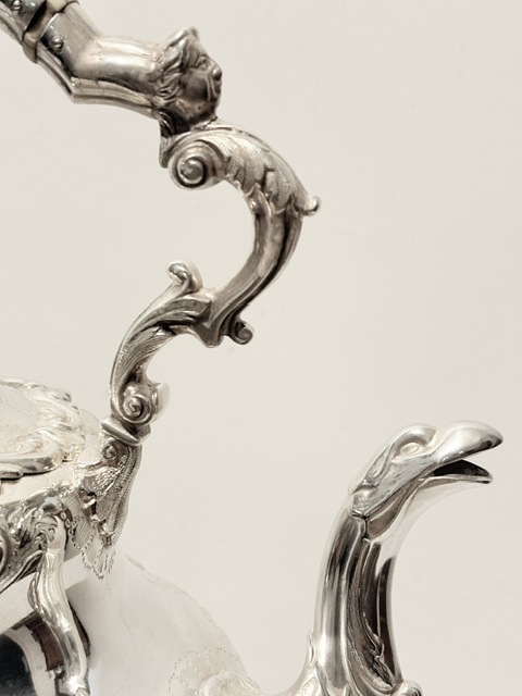 Handsome Antique Silver Plated Kettle on Stand of Louis in Design