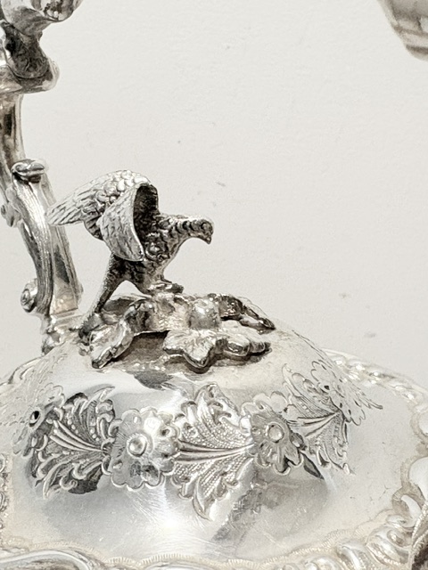 Handsome Antique Silver Plated Kettle on Stand of Louis in Design