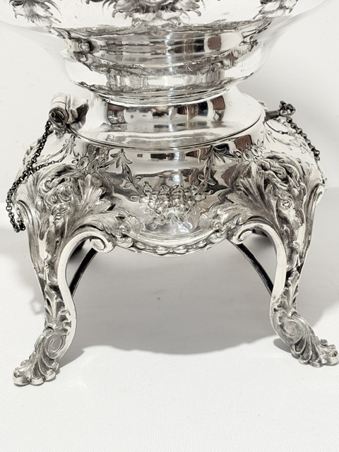 Handsome Antique Silver Plated Tea Kettle on Stand Handsome Antique Silver Plated Tea Kettle on Stand