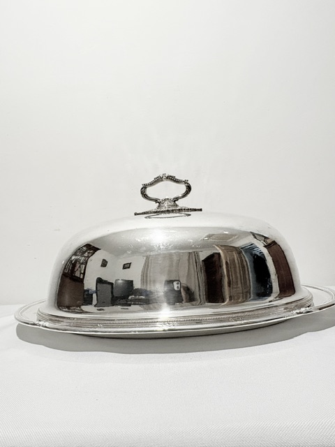 Antique Silver Plated Meat Cover or Dome with Original Meat Flat Tray