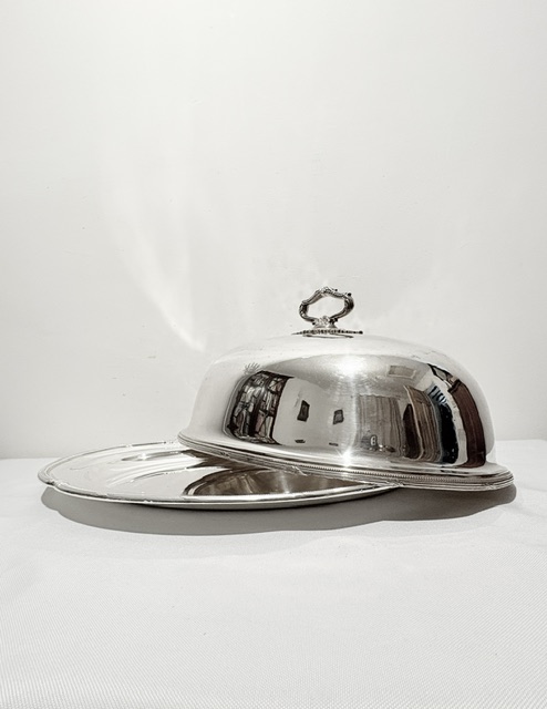 Antique Silver Plated Meat Cover or Dome with Original Meat Flat Tray