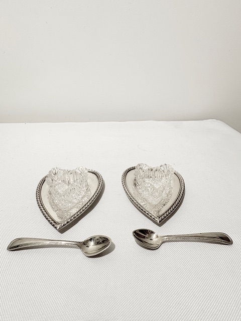 Pair of Antique Silver Plated and Cut Glass Salt Cellars