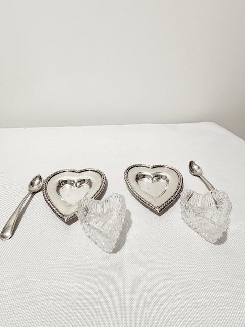 Pair of Antique Silver Plated and Cut Glass Salt Cellars