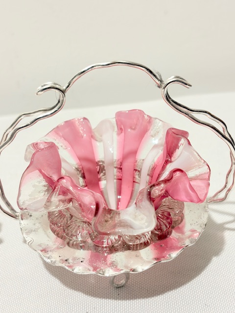 Handsome Pair of Antique Silver Plated and Glass Salt Cellars