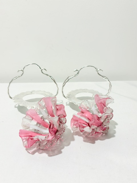 Handsome Pair of Antique Silver Plated and Glass Salt Cellars