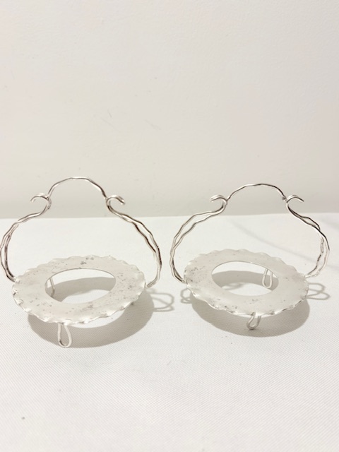 Handsome Pair of Antique Silver Plated and Glass Salt Cellars