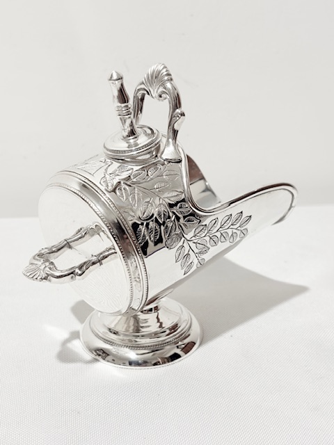 Antique Silver Plated Sugar Scuttle Designed to Look Like a Coal Scuttle