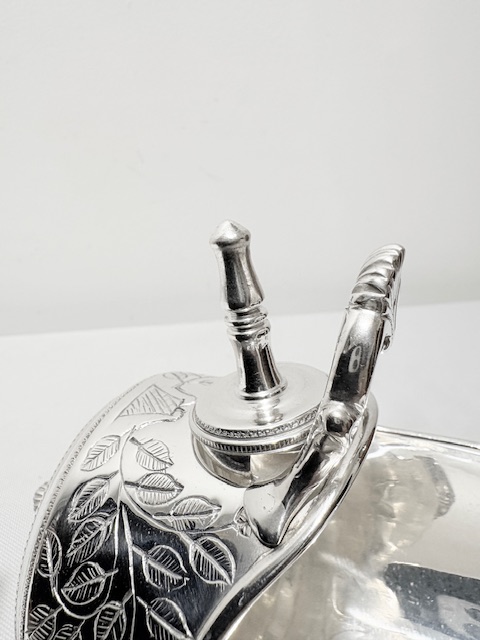 Antique Silver Plated Sugar Scuttle Designed to Look Like a Coal Scuttle