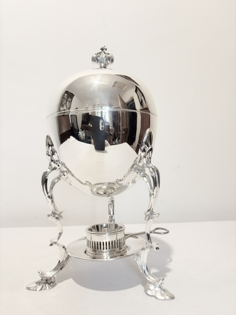 Antique Silver Plated Egg Boiler or Coddler with Original Burner