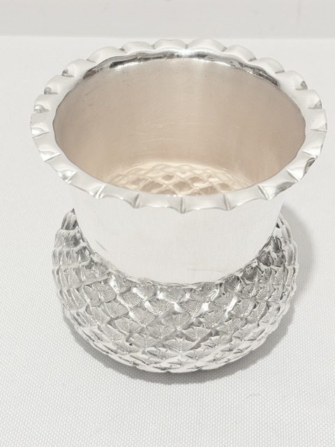Antique Silver Plated Vase or Fern Pot in the Shape of a Scottish Thistle