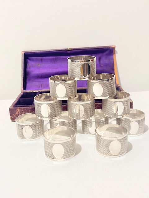 Rare Set of 12 Antique Silver Plated Napkin Rings Rare Set of 12 Antique Silver Plated Napkin Rings