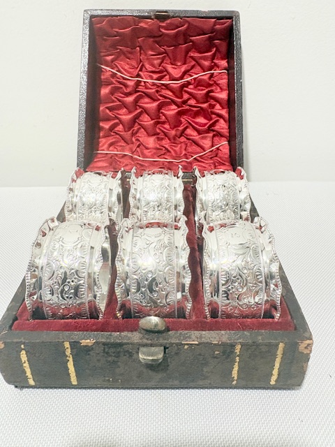 Antique Set of Six Silver Plated Serviette Rings