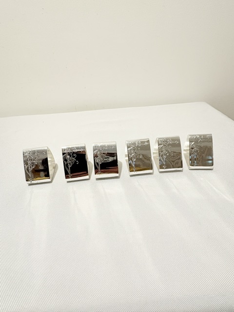 Unusual Set of 6 Antique Silver Plated Napkin Rings