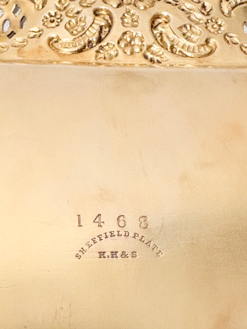 Antique Gold Plated Fruit Dish on Stand with Glass Liner