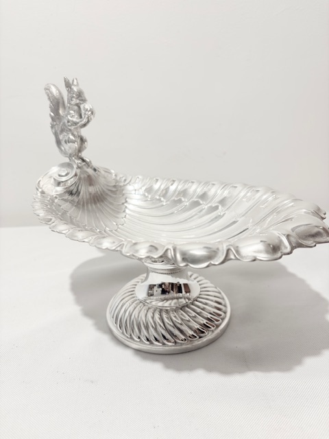 Antique Silver Plated Nut Dish with Figure of a Squirrel Holding a Nut Antique Silver Plated Nut Dish with Figure of a Squirrel Holding a Nut
