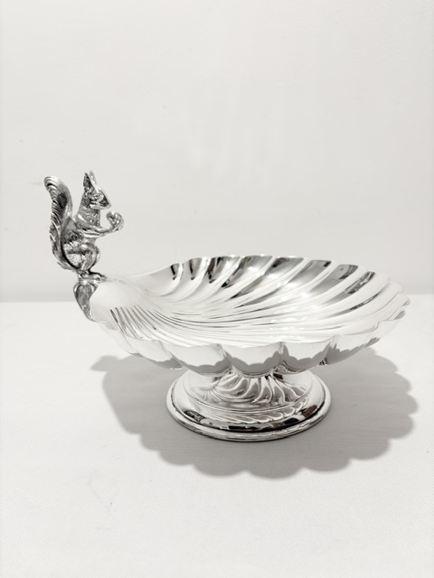 Antique Silver Plated Squirrel Nut Dish