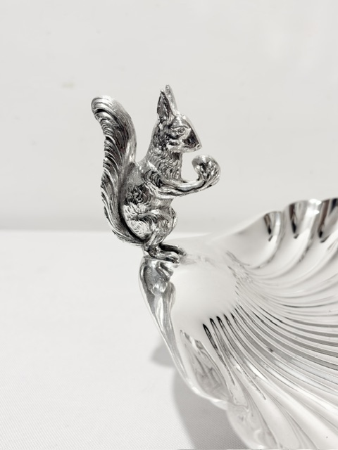 Antique Silver Plated Squirrel Nut Dish