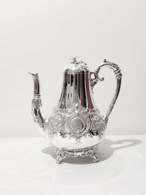Handsome Victorian Antique Silver Plated Coffee Pot