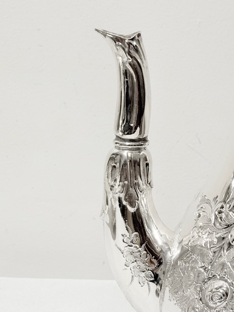 Handsome Victorian Antique Silver Plated Coffee Pot