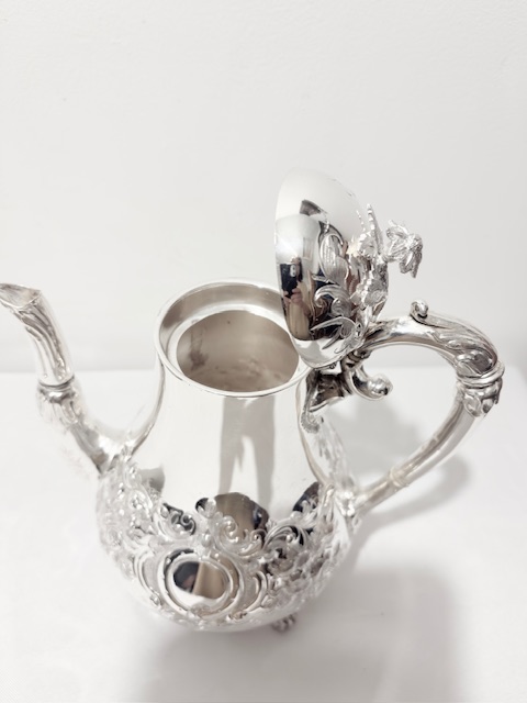 Handsome Victorian Antique Silver Plated Coffee Pot