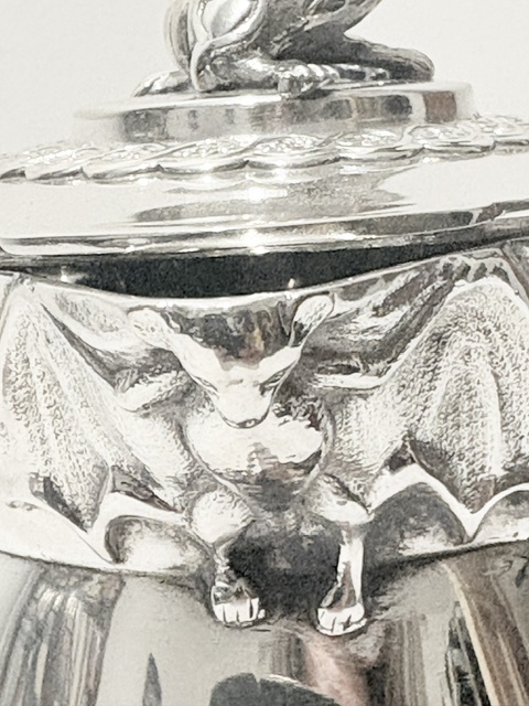 Unusual Antique Silver Plated Teapot with Realistic Dragon Handle Unusual Antique Silver Plated Teapot with Realistic Dragon Handle