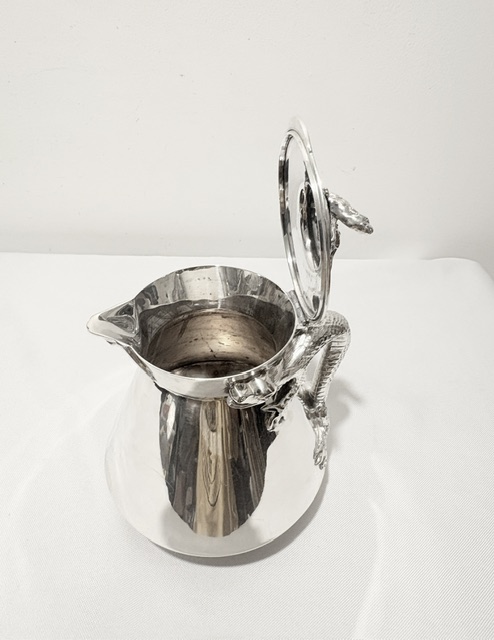 Unusual Antique Silver Plated Teapot with Realistic Dragon Handle Unusual Antique Silver Plated Teapot with Realistic Dragon Handle