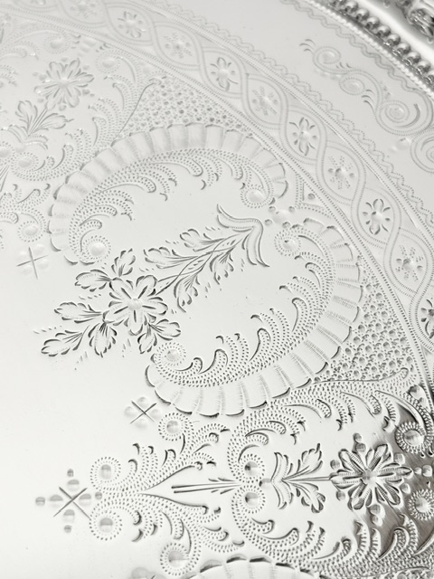 Antique Silver Plated Salver Crisply Engraved Around a Vacant Cartouche