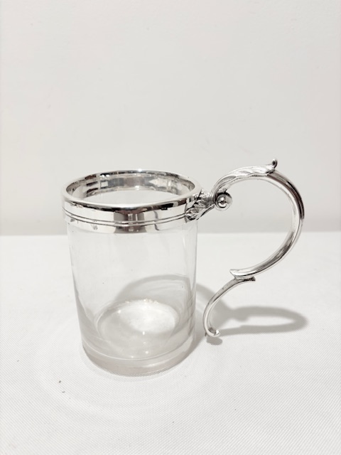 Antique Silver Plated and Glass One Pint Tankard