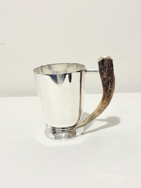 Vintage Silver Plated One Pint Antler Handle Tankard