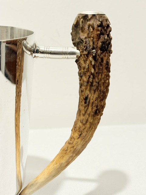 Vintage Antler Handle Silver Plated One Pint Tankard
