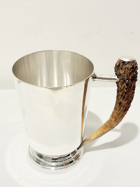 Vintage Antler Handle Silver Plated One Pint Tankard