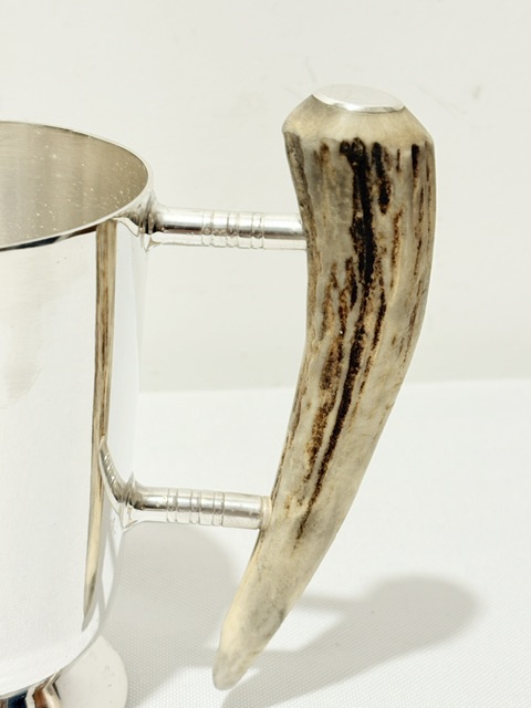 Vintage Silver Plated Tankard with Antler Handle