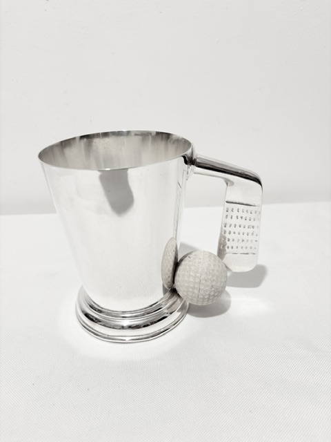Vintage Silver Plated One Pint Tankard of Golfing Interest
