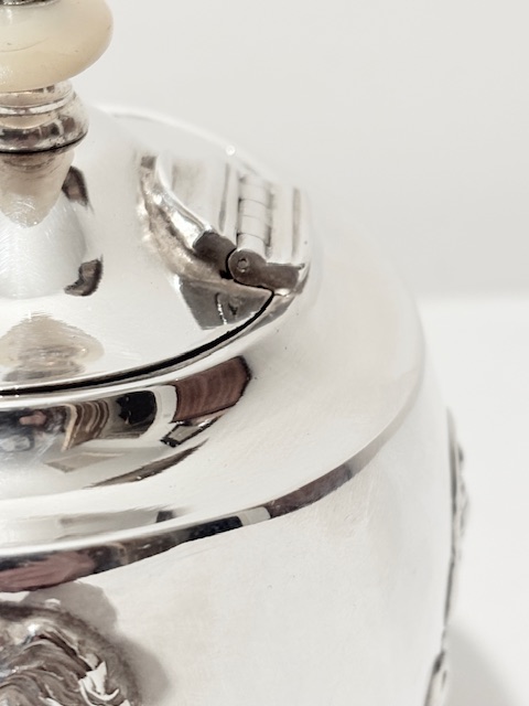 Antique Silver Plated Tea Caddy with Mother of Pearl Finial