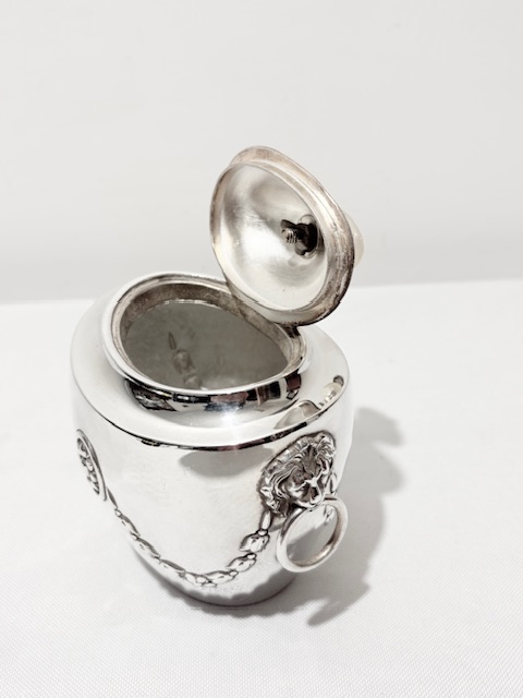 Antique Silver Plated Tea Caddy with Mother of Pearl Finial