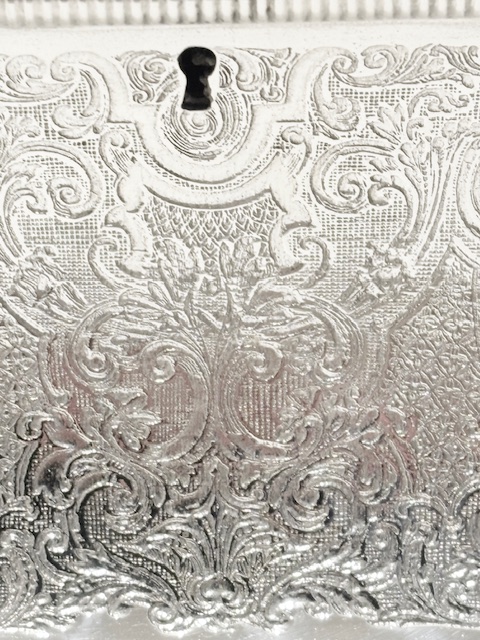 Antique Rectangular Silver Plated Tea Caddy with Two Compartments Antique Rectangular Silver Plated Tea Caddy with Two Compartments