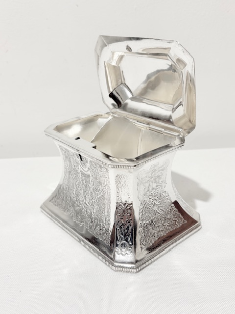 Antique Rectangular Silver Plated Tea Caddy with Two Compartments Antique Rectangular Silver Plated Tea Caddy with Two Compartments