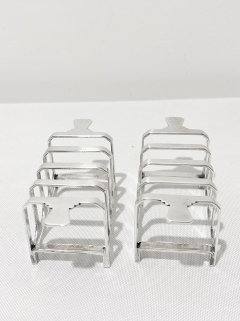 Pair of Mappin & Webb Art Deco Antique Silver Plated Toast Racks